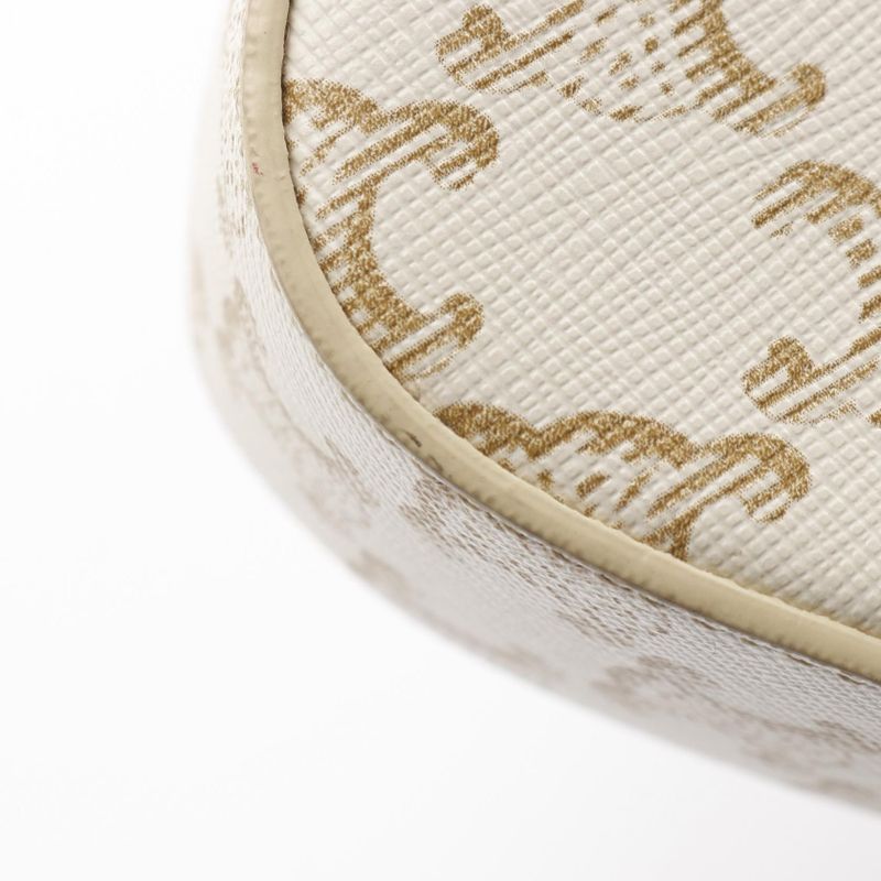 Celine Shoulder Bag Clutch Tabou Triomphe White Brown PVC Coated Canvas Leather