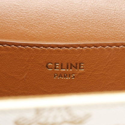 Celine Shoulder Bag Clutch Tabou Triomphe White Brown PVC Coated Canvas Leather