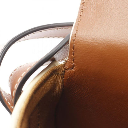 Celine Shoulder Bag Clutch Tabou Triomphe White Brown PVC Coated Canvas Leather