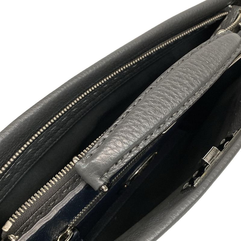 Fendi Business Bag Selleria Peekaboo Iconic Fit 7va406 Dark Gray Leather