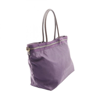 Prada Handbag Nylon Jacquard Purple Nylon Patent Leather Tote Bag Women Used B
