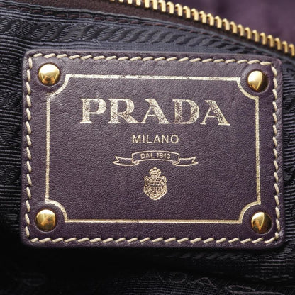 Prada Handbag Nylon Jacquard Purple Nylon Patent Leather Tote Bag Women Used B