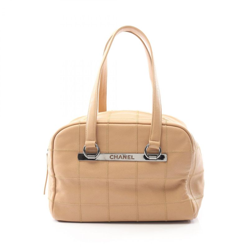 Chanel Handbag Chocobar Beige Caviar Skin (grained Calf) Chocobar Boston Bag
