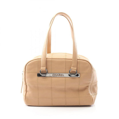 Chanel Handbag Chocobar Beige Caviar Skin (grained Calf) Chocobar Boston Bag