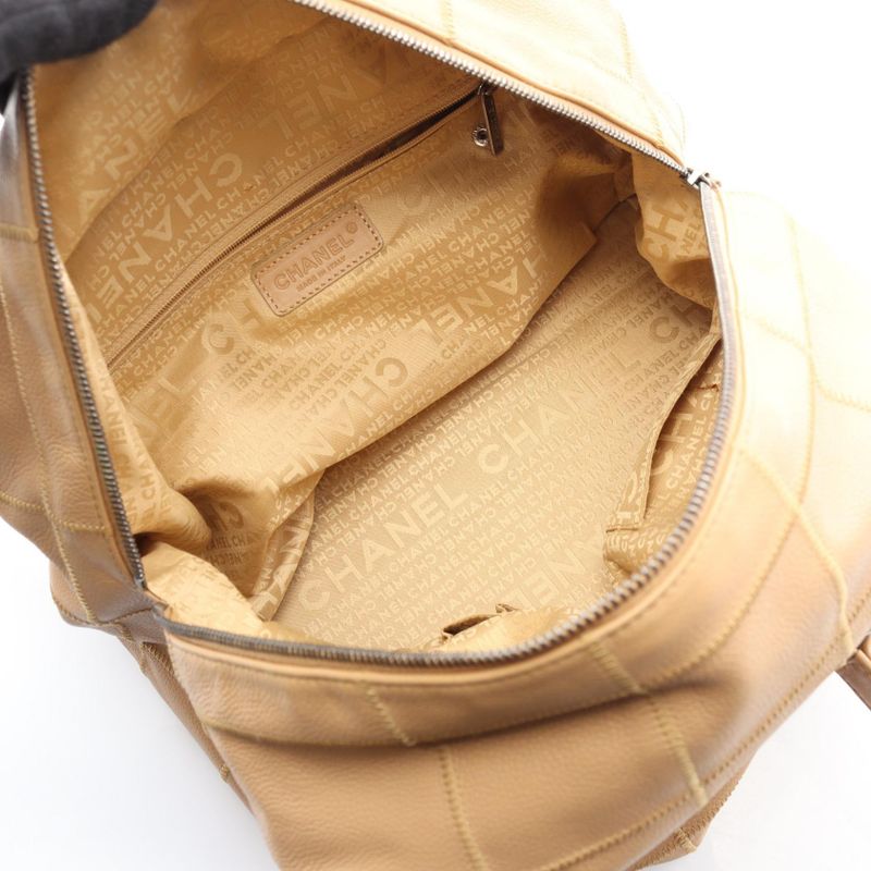 Chanel Handbag Chocobar Beige Caviar Skin (grained Calf) Chocobar Boston Bag