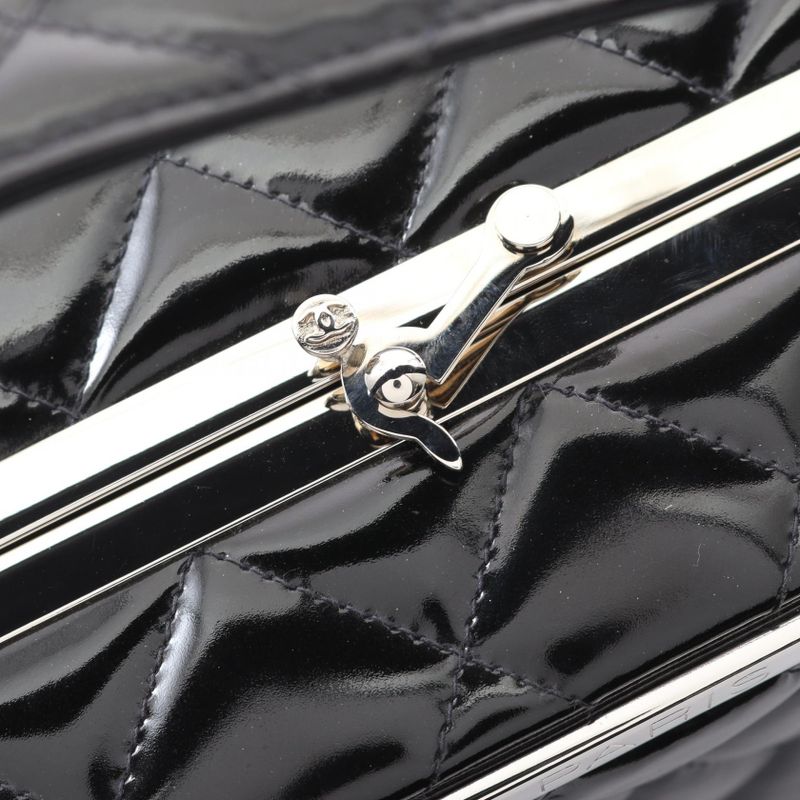 Chanel Handbag Matelasse 06857 Black Patent Leather Vintage Matelasse Handbag