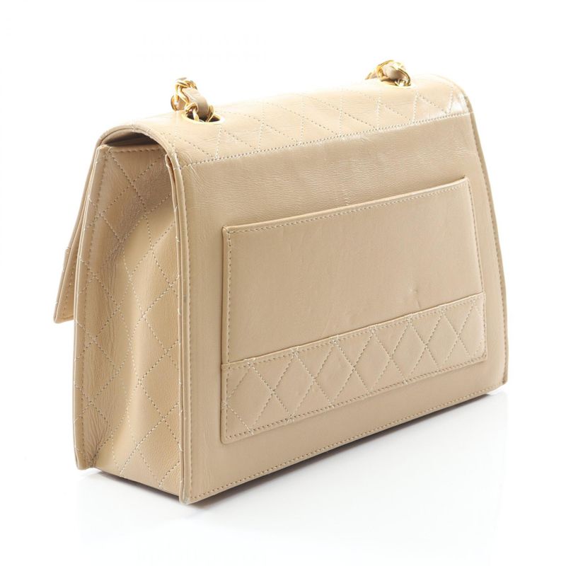 Chanel Shoulder Bag Matelasse Beige Lambskin Matelasse Chain Shoulder Women