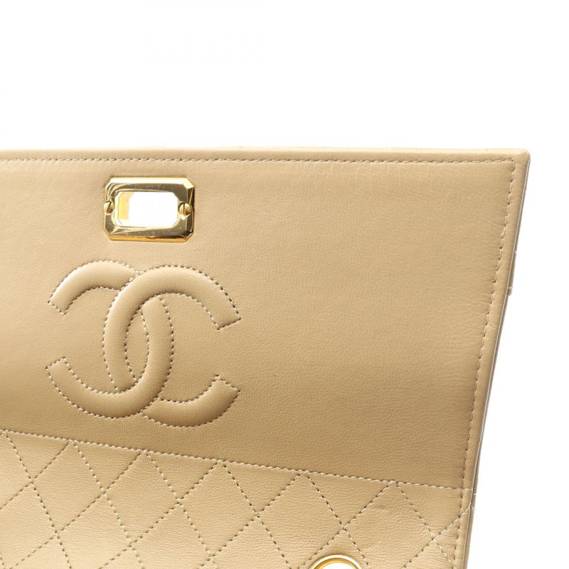 Chanel Shoulder Bag Matelasse Beige Lambskin Matelasse Chain Shoulder Women
