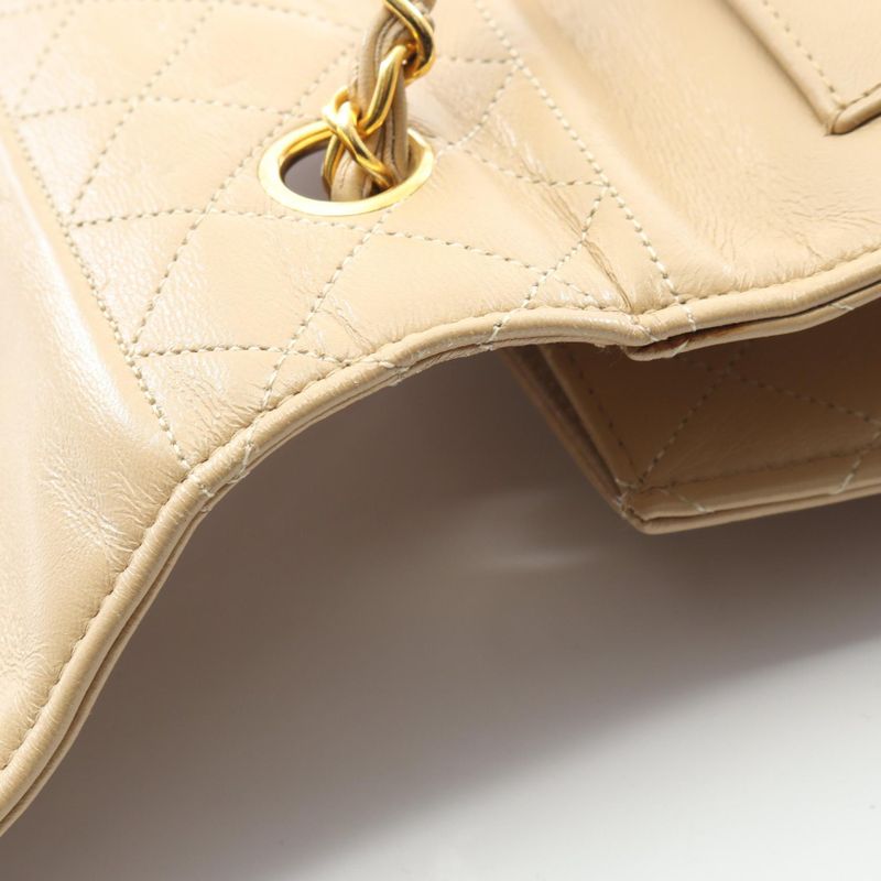 Chanel Shoulder Bag Matelasse Beige Lambskin Matelasse Chain Shoulder Women