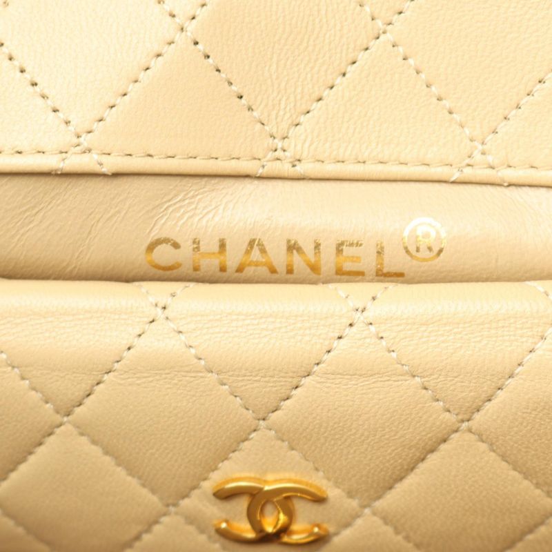 Chanel Shoulder Bag Matelasse Beige Lambskin Matelasse Chain Shoulder Women
