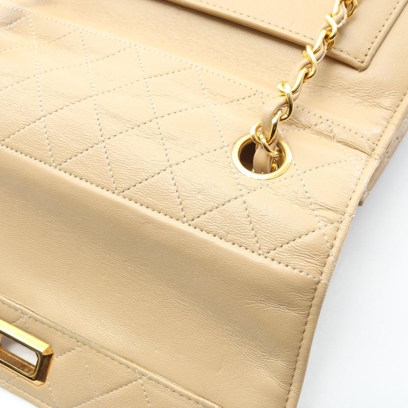 Chanel Shoulder Bag Matelasse Beige Lambskin Matelasse Chain Shoulder Women