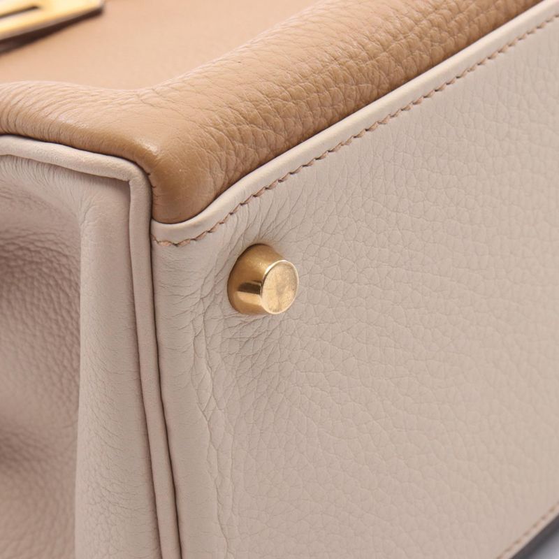 Hermes Handbag Kelly 32 Tricolor Argile Tabac Camel Chocolat Argile Tabac Camel