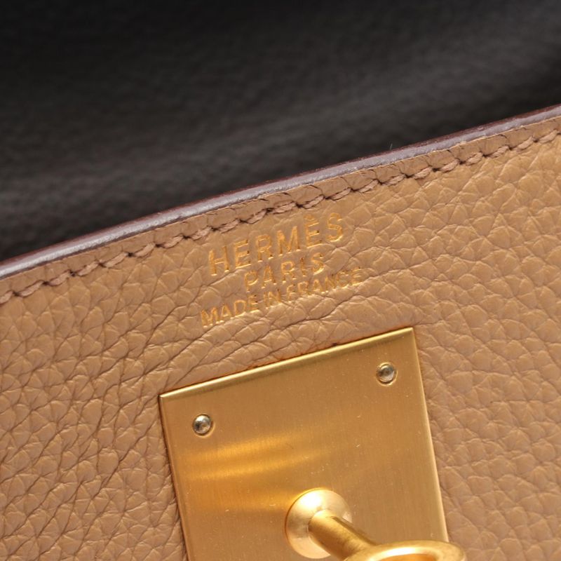 Hermes Handbag Kelly 32 Tricolor Argile Tabac Camel Chocolat Argile Tabac Camel