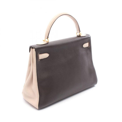 Hermes Handbag Kelly 32 Tricolor Argile Tabac Camel Chocolat Argile Tabac Camel