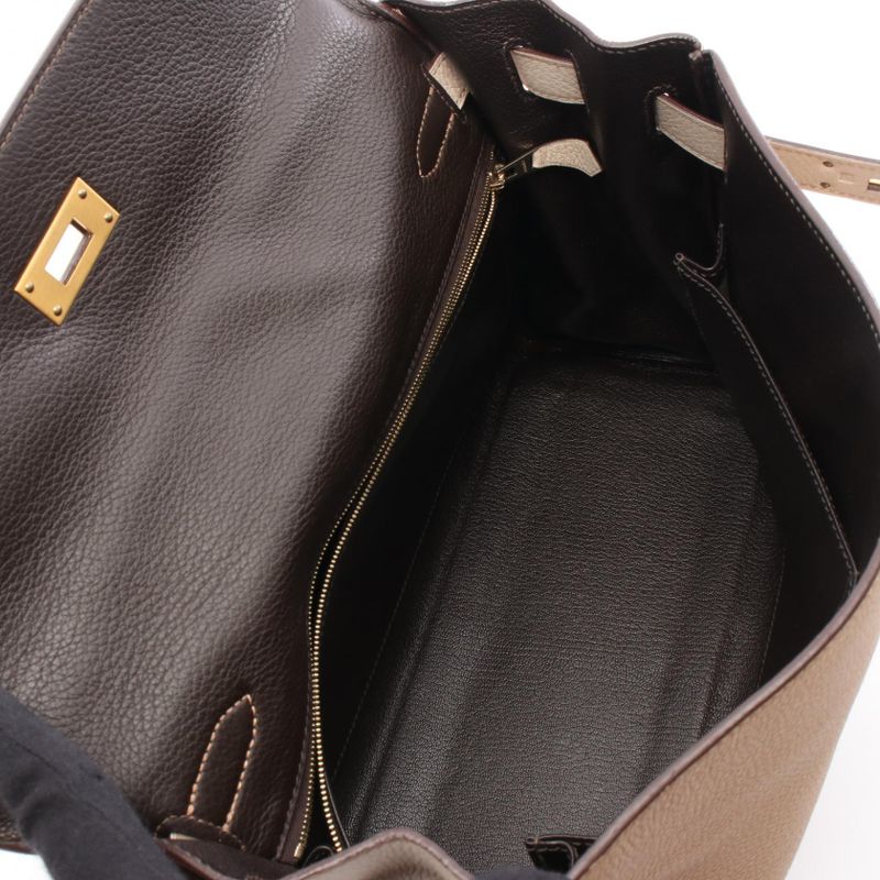 Hermes Handbag Kelly 32 Tricolor Argile Tabac Camel Chocolat Argile Tabac Camel