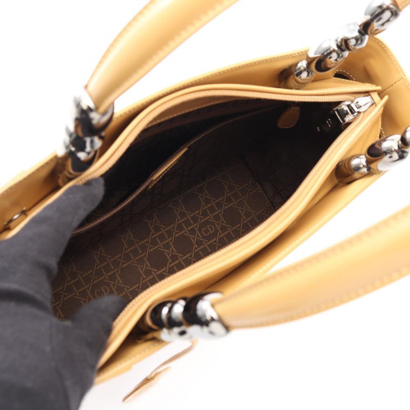 Christian Dior Handbag Maris Pearl Beige Leather Maris Pearl Tote Women Used B