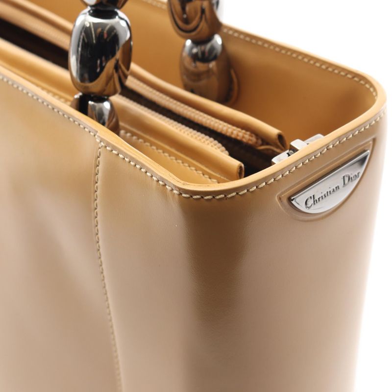 Christian Dior Handbag Maris Pearl Beige Leather Maris Pearl Tote Women Used B