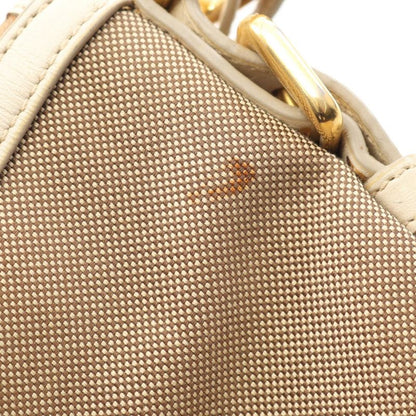 Prada Shoulder Bag Logo Jacquard Logo Jacquard Beige Ivory Canvas Leather Logo