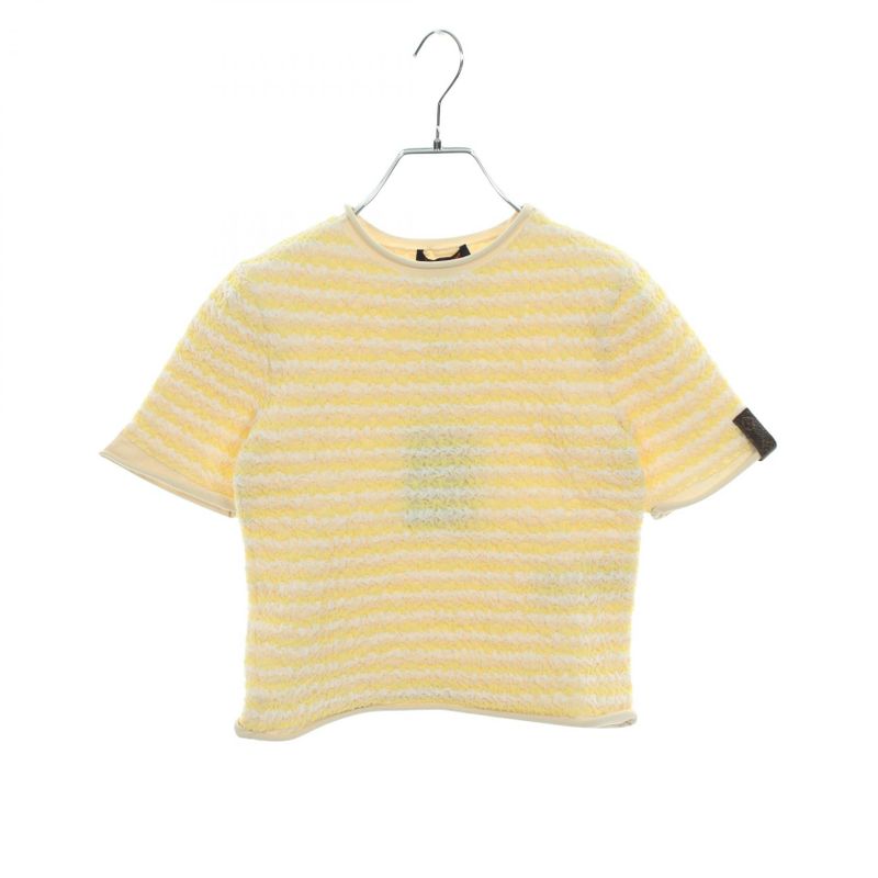 Louis Vuitton Crinkle Knit Yellow Beige Other Short Sleeved Top Women Never Used