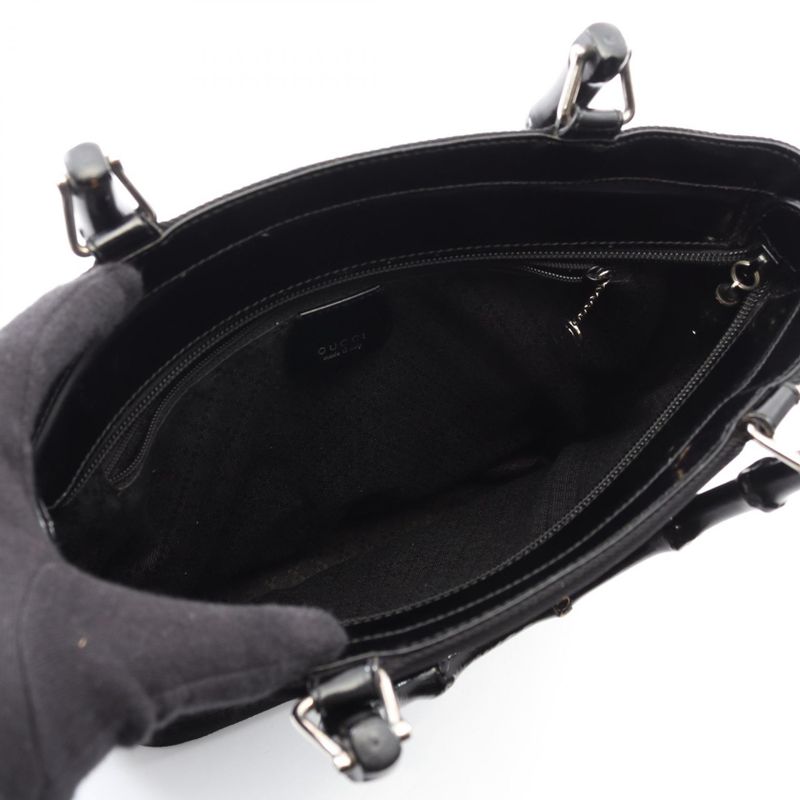 Gucci Handbag Bamboo 002 1998 0353 Black Leather Bamboo Handbag Women Used B