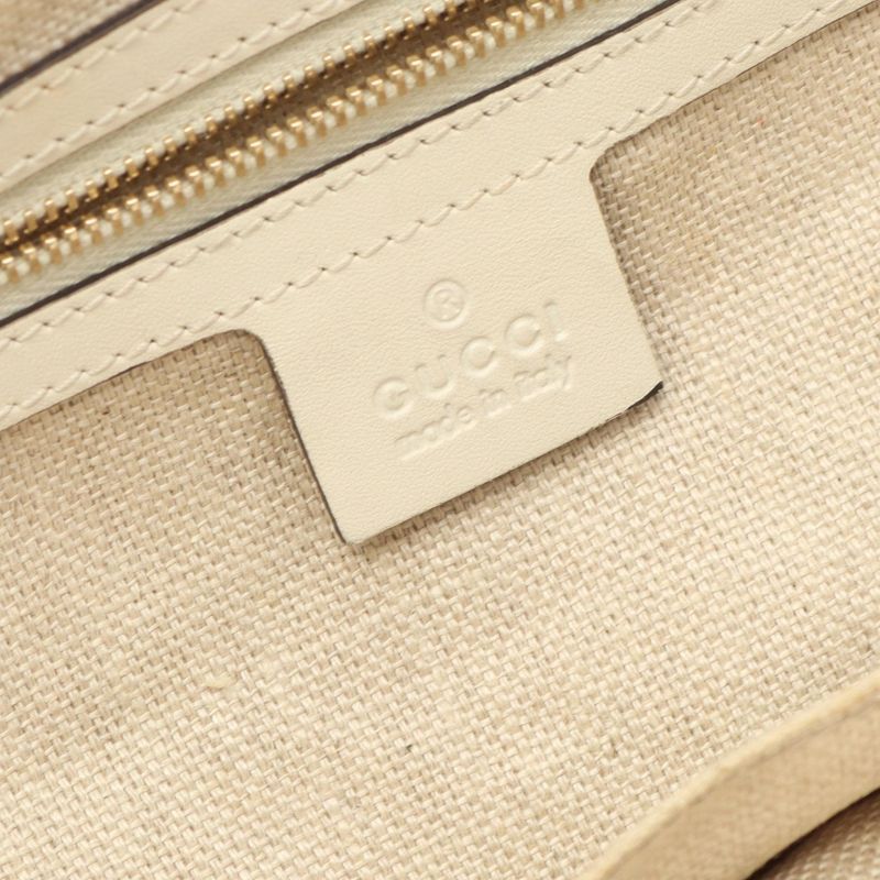 Gucci Tote Bag Gucci Craft 247209 Beige Ivory Canvas Leather Craft Tote Bag