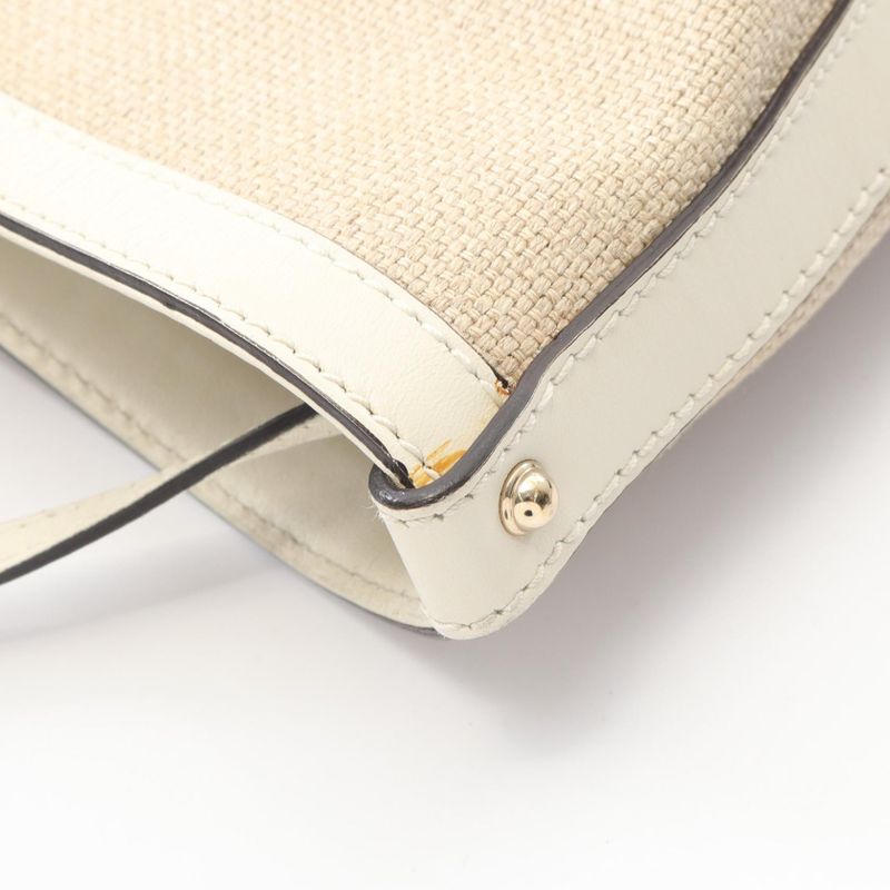 Gucci Tote Bag Gucci Craft 247209 Beige Ivory Canvas Leather Craft Tote Bag