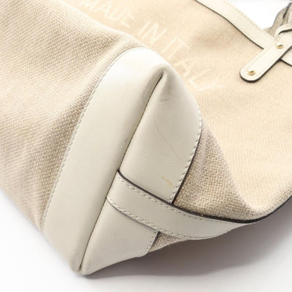 Gucci Tote Bag Gucci Craft 247209 Beige Ivory Canvas Leather Craft Tote Bag
