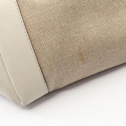 Gucci Tote Bag Gucci Craft 247209 Beige Ivory Canvas Leather Craft Tote Bag