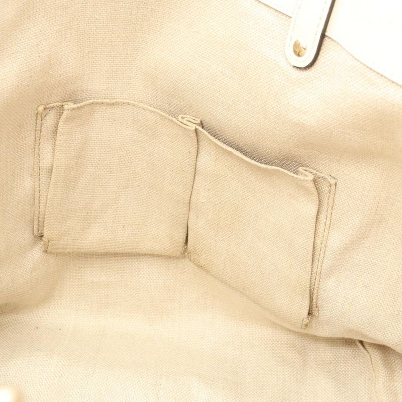 Gucci Tote Bag Gucci Craft 247209 Beige Ivory Canvas Leather Craft Tote Bag