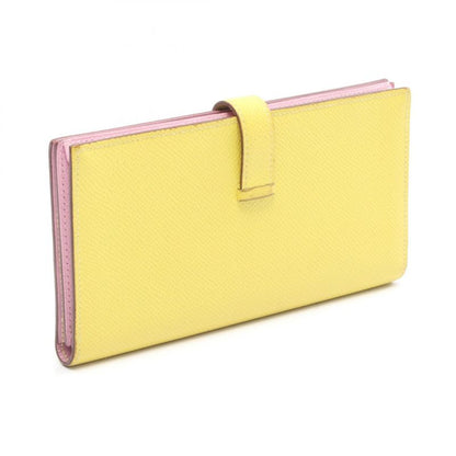 Hermes Bifold Long Wallet Bearn Souffle Verso Lime Mauve Silvestre Lime Mauve