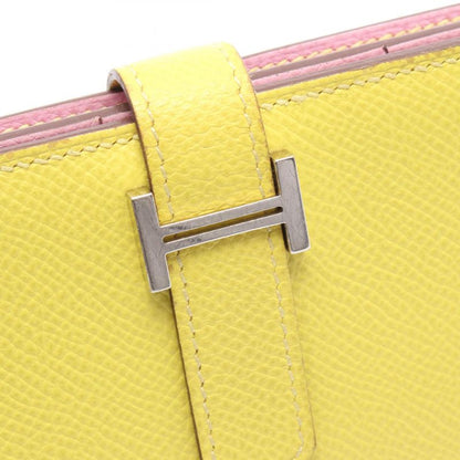Hermes Bifold Long Wallet Bearn Souffle Verso Lime Mauve Silvestre Lime Mauve
