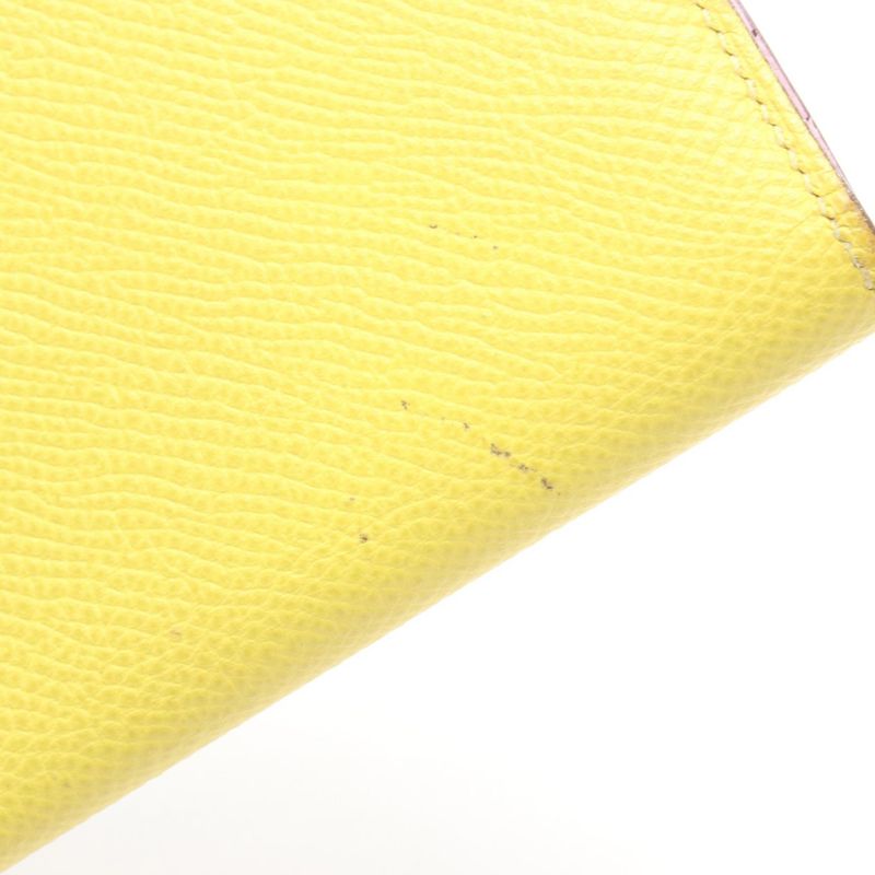Hermes Bifold Long Wallet Bearn Souffle Verso Lime Mauve Silvestre Lime Mauve