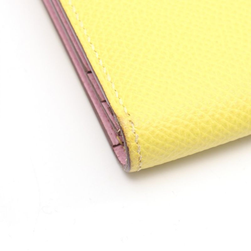 Hermes Bifold Long Wallet Bearn Souffle Verso Lime Mauve Silvestre Lime Mauve
