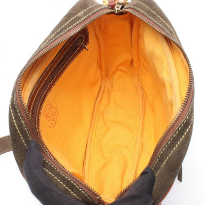 Loewe Shoulder Bag Anagram Khaki Brown Suede Leather Anagram Shoulder Bag Women