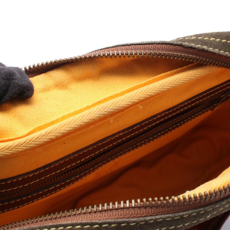 Loewe Shoulder Bag Anagram Khaki Brown Suede Leather Anagram Shoulder Bag Women