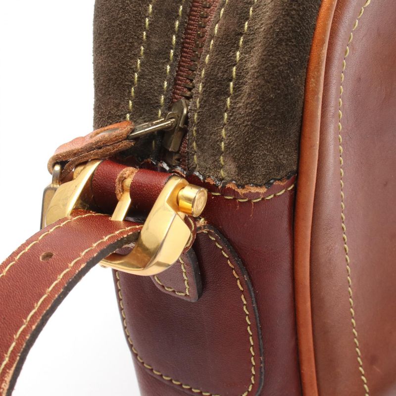 Loewe Shoulder Bag Anagram Khaki Brown Suede Leather Anagram Shoulder Bag Women