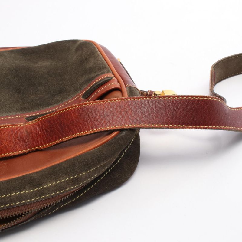 Loewe Shoulder Bag Anagram Khaki Brown Suede Leather Anagram Shoulder Bag Women