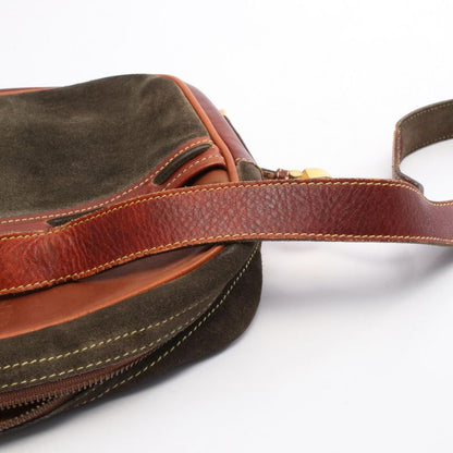 Loewe Shoulder Bag Anagram Khaki Brown Suede Leather Anagram Shoulder Bag Women