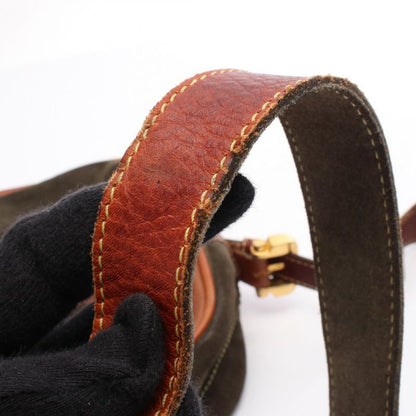 Loewe Shoulder Bag Anagram Khaki Brown Suede Leather Anagram Shoulder Bag Women