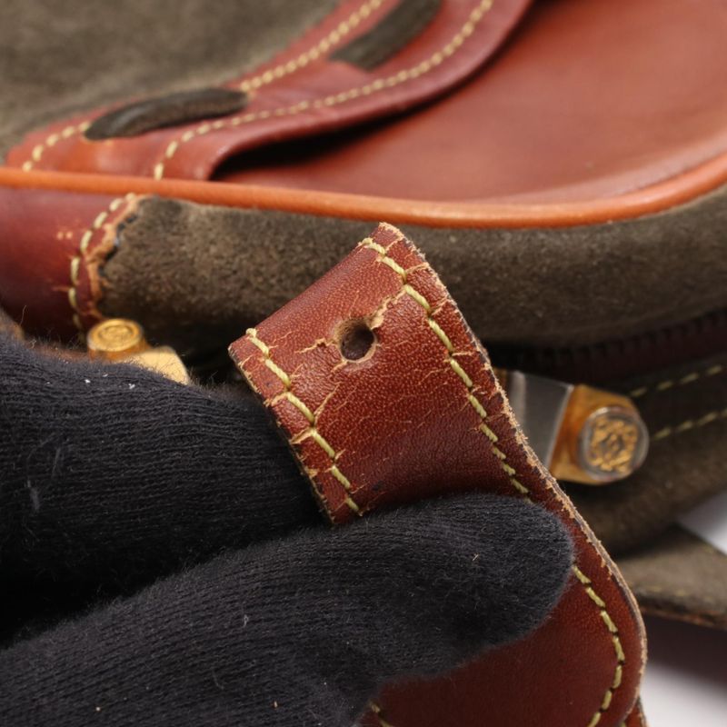 Loewe Shoulder Bag Anagram Khaki Brown Suede Leather Anagram Shoulder Bag Women