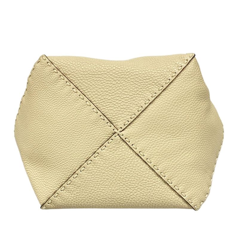 Fendi Selleria Diagonal Small Tote Bag 7va656-au4d Beige Leather