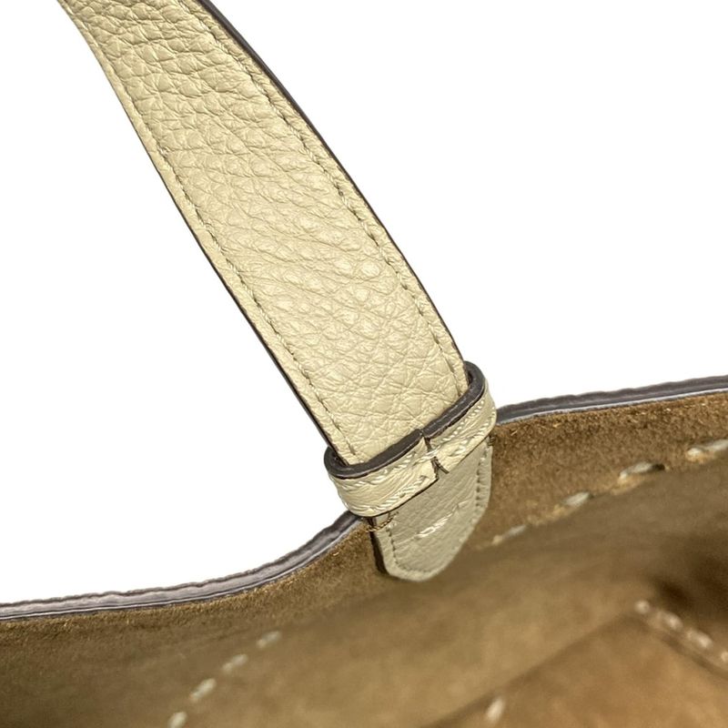 Fendi Selleria Diagonal Small Tote Bag 7va656-au4d Beige Leather