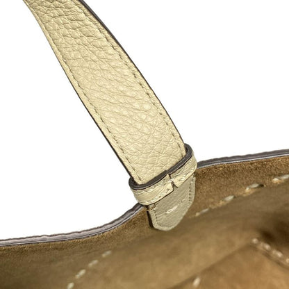 Fendi Selleria Diagonal Small Tote Bag 7va656-au4d Beige Leather