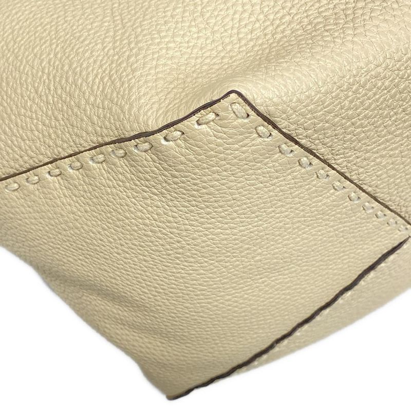 Fendi Selleria Diagonal Small Tote Bag 7va656-au4d Beige Leather