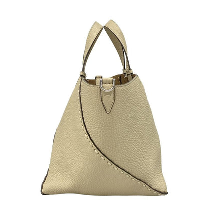Fendi Selleria Diagonal Small Tote Bag 7va656-au4d Beige Leather