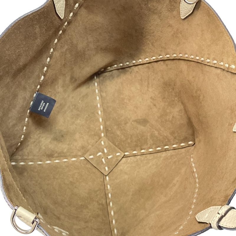Fendi Selleria Diagonal Small Tote Bag 7va656-au4d Beige Leather