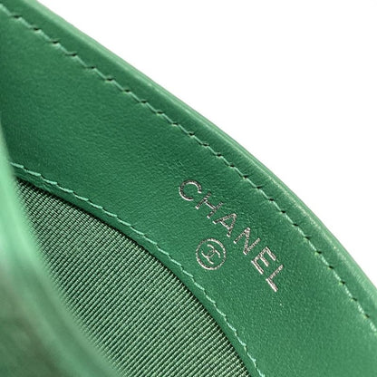 Chanel Card Case Matelasse Green Silver Hardware