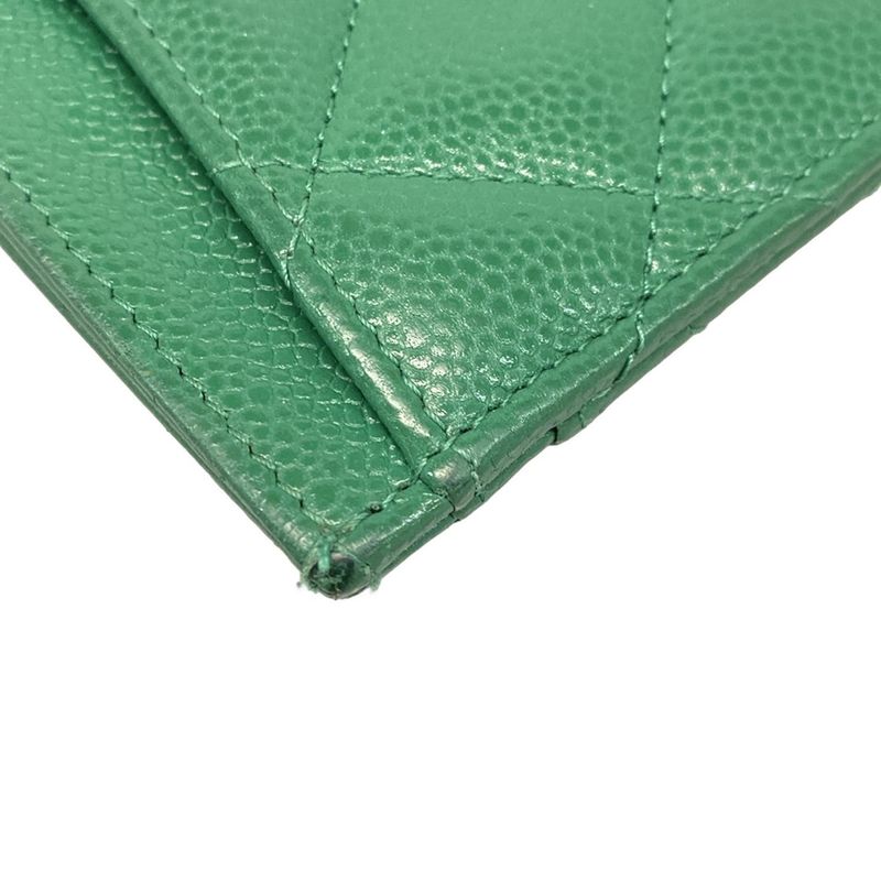 Chanel Card Case Matelasse Green Silver Hardware
