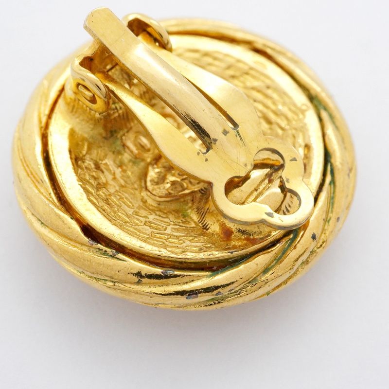 Chanel Earrings Vintage Coco Mark Round Shape Circle GP Plated Gold Ladies