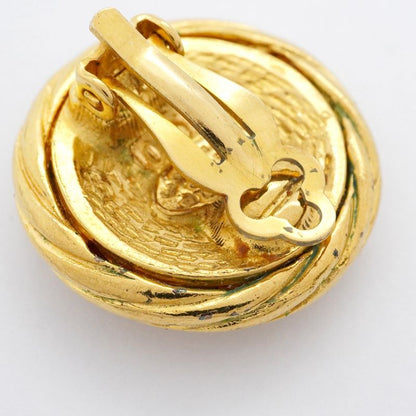 Chanel Earrings Vintage Coco Mark Round Shape Circle GP Plated Gold Ladies